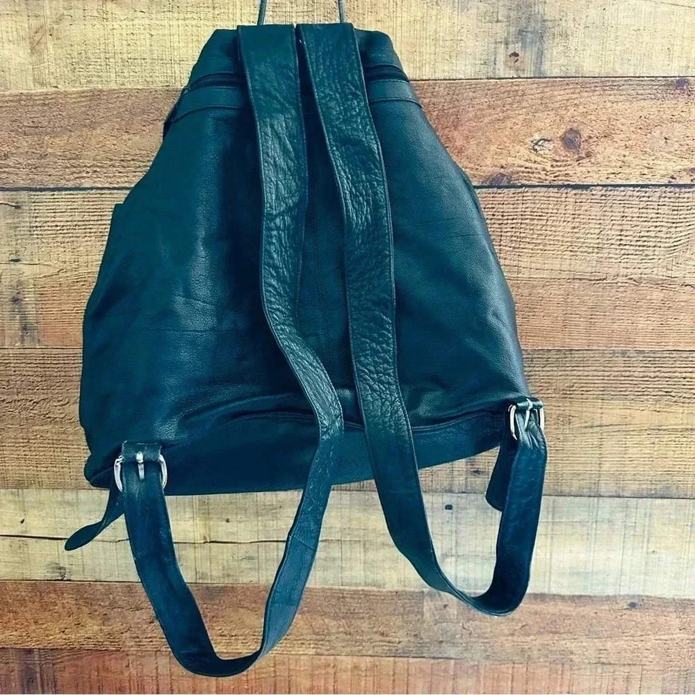 Unisex Vintage Merlin Lederwerkstatt Large Leather Backpack